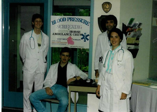 Mike Killinger, Tim Gossert, Ken Eberly and Sharon Long at the Welsh Mountain Medical Center... 5/21/88